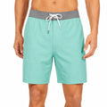Herren Badeshorts M aus Synthetik in Türkis Grau mit Kordelzug