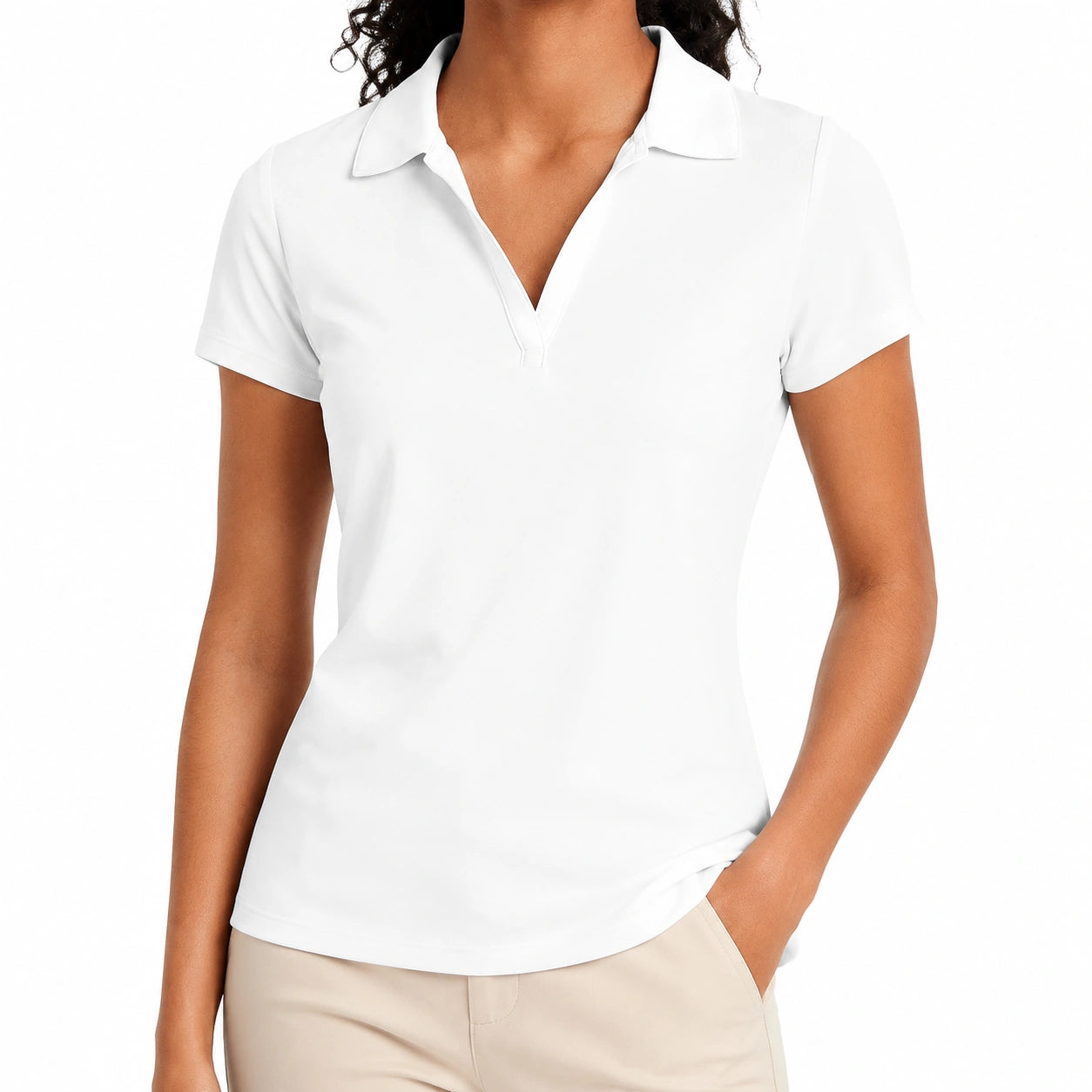 Damen Poloshirt Größe S Weiß mit Kurzarm und Umlegekragen