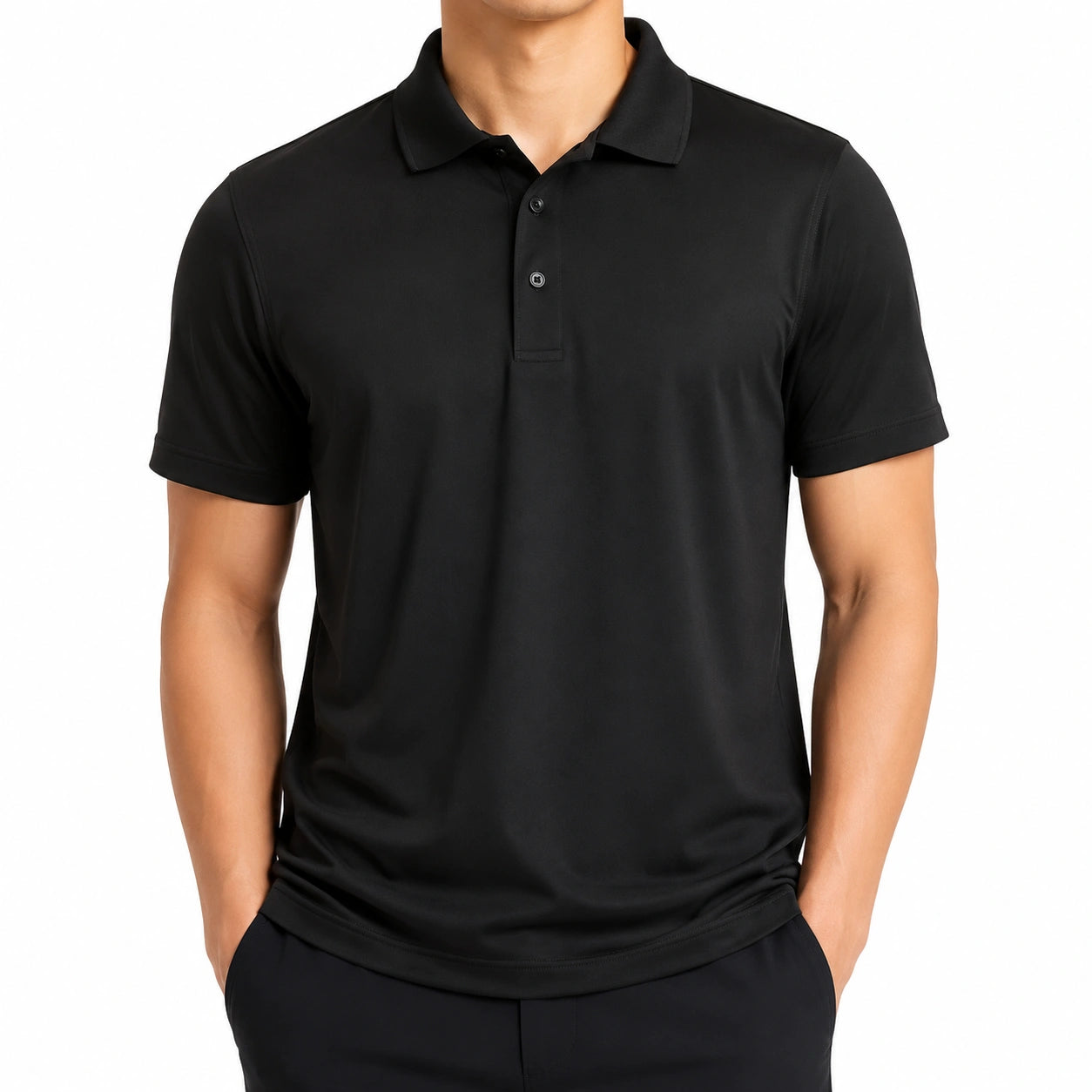 Herren Poloshirt L aus Textil Schwarz Kurzarm für Alltag