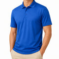 Herren Poloshirt Größe L Blau aus synthetischem Funktionsgewebe mit Kurzarm