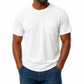 Herren T-Shirt Größe L aus Baumwolle Weiß mit Brusttasche