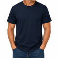 Herren T-Shirt L Dunkelblau einfarbig kurzarm Rundhals Freizeit