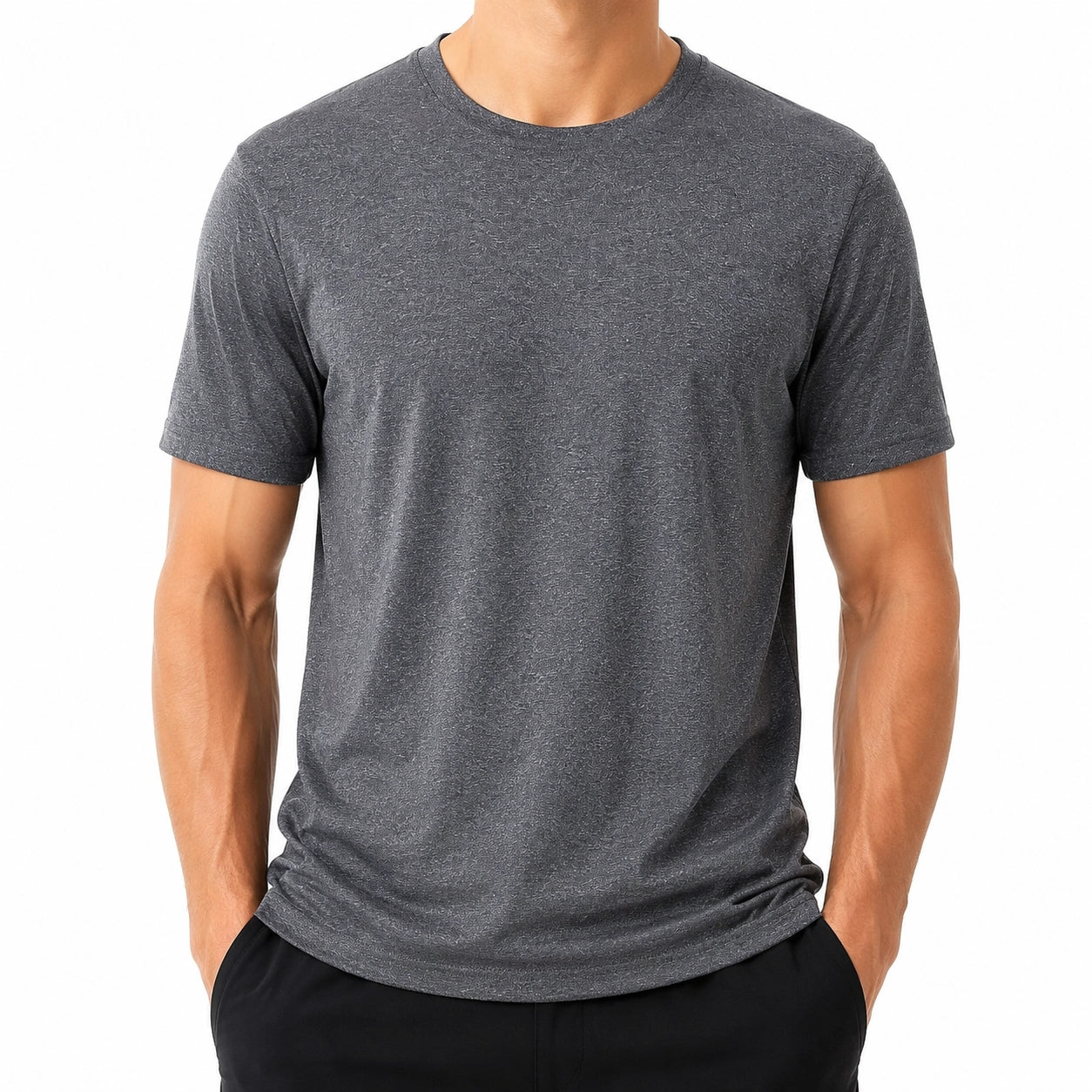Herren T-Shirt M Dunkelgrau Kurzarm Rundhals Freizeit