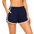 Damen Sportshorts Größe M aus Textil Navyblau Weiß mit Seitentaschen im Retrostil