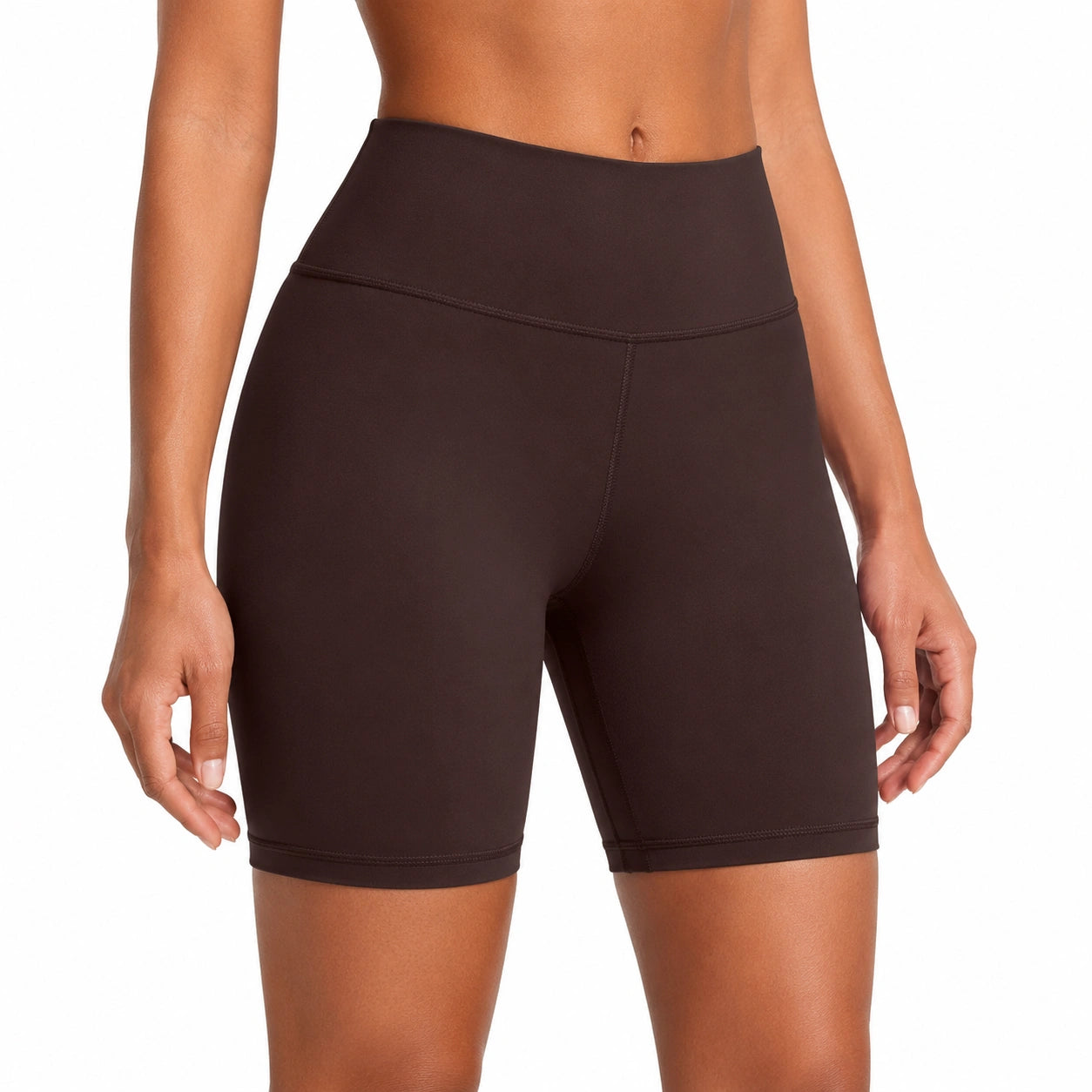 Damen Radlerhose L aus elastischem Synthetikgewebe Schwarz mit hohem Bund für Sport