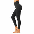 Damen Leggings Größe M Schwarz elastisch mit hohem Bund und Seitentasche