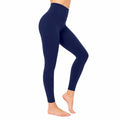 Damen Leggings M aus elastischem Synthetikgewebe in Dunkelblau mit hohem Bund für Fitness