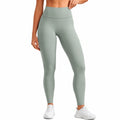 Damen Sportleggings Größe L aus elastischem Synthetikmaterial Salbeigrün mit hohem Bund