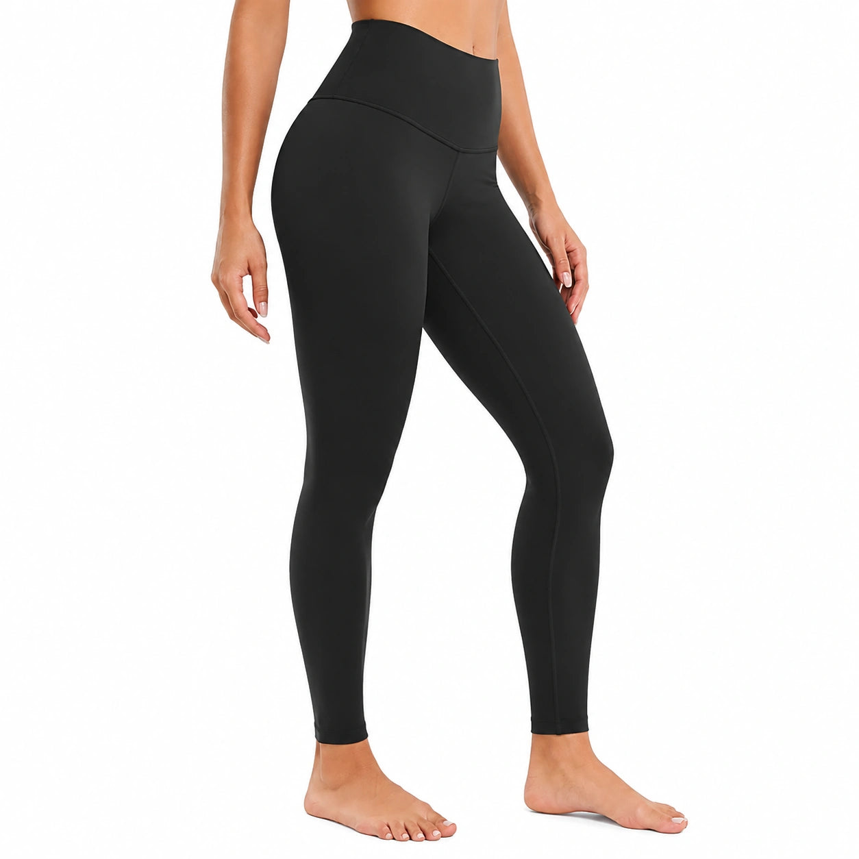 Damen Sportleggings Größe S aus elastischem Textilgewebe in Schwarz mit hohem Bund